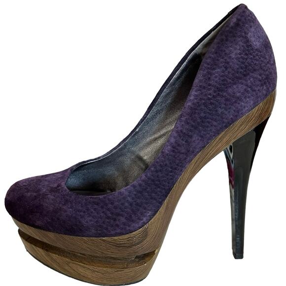 Jessica Simpson Colie pumps heels purple suede leather size 7B platform 5” heel - Picture 5 of 10